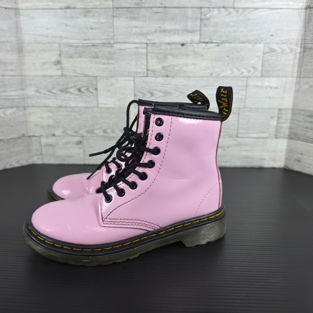 Dr. Martens 1460 J Pink Patent Lamper Lace Up Side Zip Boots Kids Size 13 US